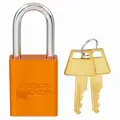 American Lock Orange Lockout Padlock, Different Key Type, Aluminum Body Material, 1 EA