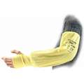 Ansell Kevlar Sleeve with Thumbhole, 22"L, Knitted Cuff, Yellow, Sleeve Size: Universal