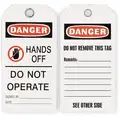 Danger Tag, Polyester, Hands Off Do Not Operate, 5-3/4" x 3", 25 PK