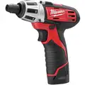 Milwaukee Screwdriver Kit: 1/4 in Hex Drive Size, 0 in-lb to 175 in-lb, 500 RPM Free Speed, (2) 1.5 Ah, 12V DC