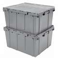 Buckhorn Attached Lid Container: 17 gal, 24 in x 19 1/2 in x 12 1/2 in, Gray Body, Gray Lid, Polymer