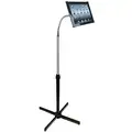 Cta Digital iPad Floor Stand: Silver/Black, Steel, 24 in L, 24 in W, 57 in Ht