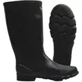 Alliance Mercantile Inc Rubber Boot, Unisex, 10, Knee, Plain Toe Type, Rubber, Black, 1 PR