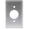 Hubbell Wiring Device-Kellems Single Receptacle Wall Plate, Silver, Number of Gangs 1, Weather Resistant No