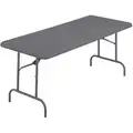 Iceberg Folding Table: 30 in Wd, 72 in Lg, 29 in, Charcoal, Blow Molded Polyethylene, Rectangle
