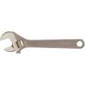 8" Adjustable Wrench, Plain Handle, 1-1/8" Jaw Capacity, Nickel Aluminum Bronze