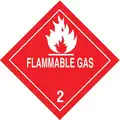 Shipping Labels, Class 2, Flammable Gas, Paper, Adhesive Back, 4" Height, PK 50