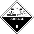 Shipping Labels, Class 8, Corrosive, Paper, Adhesive Back, 4" Height, PK 50