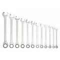 Westward Ratcheting Combination Wrench Set, Metric, Number of Pieces: 12, Number of Points: 12