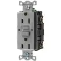 Hubbell Wiring Device-Kellems 15A Commercial Receptacle, Gray; Tamper Resistant: No