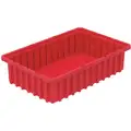 Akro-Mils Divider Box: 0.29 cu ft, 16 1/2 in x 10 7/8 in x 4 in, Red, Polymer, 7 Long Divider Slots