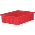 Akro-Mils Divider Box: 0.96 cu ft, 22 3/8 in x 17 3/8 in x 6 in, Red, Polymer, 11 Long Divider Slots
