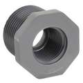 Reducing Bushing: 3/8 in x 3/4 in Fitting Pipe Size, Schedule 80, Male NPT x Male NPT, Gray