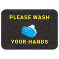 Pig Floor Sign Mat: Please Wash Your Hands, 2 ft x 17 in, 2 ft Overall Wd, 17 in Overall Lg, 4 PK