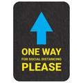 Pig Floor Sign Mat: One Way for Social Distancing Please, 17 in x 2 ft, 17 in Overall Wd, GMM, 4 PK