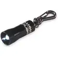 LED Keychain Flashlight, Aluminum, Maximum Lumens Output: 10, Black, 1.47"