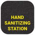 Pig Floor Sign Mat: Sanitize Hands Here, 9 in x 9 in, 9 in Overall Wd, 9 in Overall Lg, Black, 10 PK