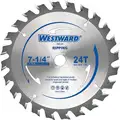 Westward 24EL55 7-1/4" Carbide Crosscutting Circular Saw Blade, Number of Teeth: 24