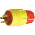 Ericson 15A Industrial Grade Watertight Straight Blade Plug, Yellow; NEMA Configuration: 5-15P