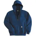 Hooded Sweatshirt, Navy, L Size, 50% Cotton/50% Polyester, Zipper