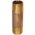 Nipple: Red Brass, 1/4 in Nominal Pipe Size, 8 in Overall Lg, Threaded on Both Ends, Schedule 80