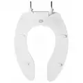 Commercial Extra Heavy Duty Plastic Toilet Seat, Elongated, Without Cover, 18-3/8" Bolt to Seat Fron