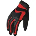 Impact Resistant Gloves, Synthetic Leather Palm Material, Red, Black, 1 PR