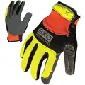High-Visibility Mechanics Gloves, Embossed Synthetic Leather Palm Material, High Visibility Yellow/O