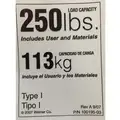Duty Rating Label Replacement, 250 lb.