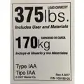 Werner Duty Rating Label Replacement, 375 lb.: Fits Werner Brand