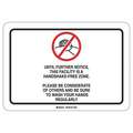 Brady Covid 19 Sign 10X14, Handshake Free Cv19: 10 in x 14 in Nominal Sign Size, 0.055 in Thick, White