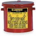 Justrite Countertop Oily Waste Can, 2 gal., Galvanized Steel, Red, Hand Operated Self Closing