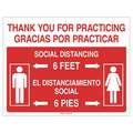Brady Thank You for Practicing Social Distancing Sign, Polystyrene, 10" x 14", English/Spanish
