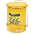 Justrite Floor Oily Waste Can, 6 gal., Galvanized Steel, Yellow, Foot Operated Self Closing