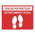 Brady Thank You for Practicing Social Distancing Sign, Vinyl, 14" x 18", Spanish