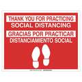 Brady Thank You for Practicing Social Distancing Sign, Vinyl, 14" x 18", English/Spanish