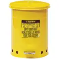 Justrite Floor Oily Waste Can, 10 gal., Galvanized Steel, Yellow, Foot Operated Self Closing
