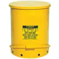 Justrite Floor Oily Waste Can, 21 gal., Galvanized Steel, Yellow, Foot Operated Self Closing