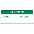 Brady Write-on Safety Label, Sanitized, Header Sanitized, Rectangle, 5/8" Height, 1 1/2" Width