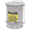 Justrite Floor Oily Waste Can, 10 gal., Galvanized Steel, Silver, Foot Operated Self Closing