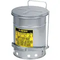 Floor Oily Waste Can, 21 gal., Galvanized Steel, Silver, Foot Operated Self Closing
