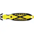 Klever X-Change Safety Cutter: 6 1/4 in Overall L, Oval Handle, Rubberized, Steel, Yellow