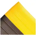 Notrax Antifatigue Mat: Ribbed, 3 ft x 6 ft, 5/8 in Thick, Black with Yellow Border, PVC Foam, Beveled Edge