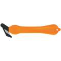 Klever Excel Hook-Style Safety Cutter: 7 in Overall L, Straight Handle, Plain, Steel, Orange, 10 PK