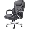 Comfort Products Black Leather Executive Chair 33-1/2" Back Height, Arm Style: Fixed
