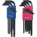 Westward Long L-Shaped SAE/Metric Black Oxide Ball End Hex Key Set, Number of Pieces: 22
