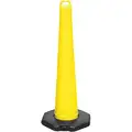 Traffic Cone: Grabber Top, 42 in Ht, Yellow, Includes Weighted Base, Non-Reflective