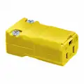 Hubbell Wiring Device-Kellems 15 Amp Commercial Grade Hinged Straight Blade Connector, 5-15R NEMA Configuration, Yellow