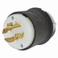 Hubbell Wiring Device-Kellems 20A Industrial Grade Non-Shrouded Locking Plug, Black/White; NEMA Configuration: L15-20P