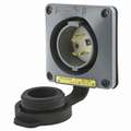Hubbell Wiring Device-Kellems Gray Watertight Flanged Locking Inlet, 20 Amps, 125 VAC Voltage, NEMA Configuration: L5-20P